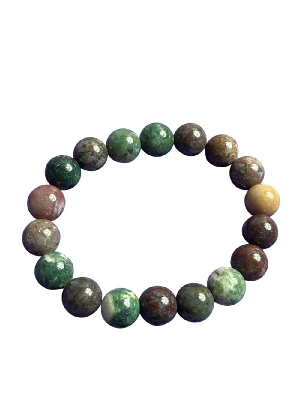 Multicolor Agate Jasper Stone Beaded Stretchy Bracelet 6 inches Unstretched
